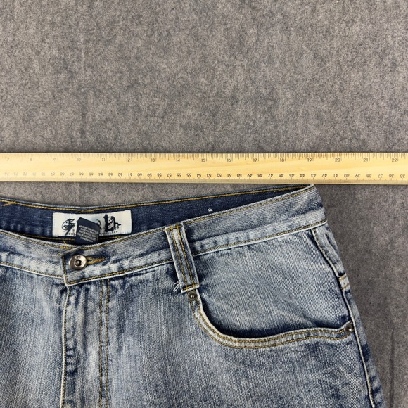 Godbody Denim Jean Shorts Mens Baggy Dip Dye Blue Size 38 x 14 Skate Grunge Rave - Picture 6 of 9